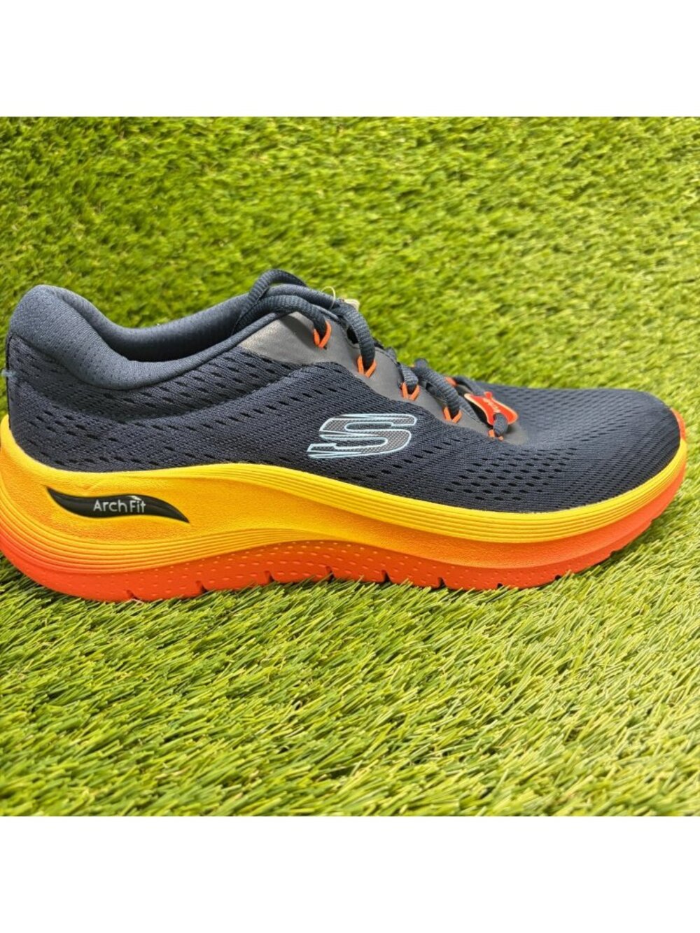 Skechers Arch Fit 2.0 Mens Size 9.5 Blue Orange Athletic Running Shoes Sneakers